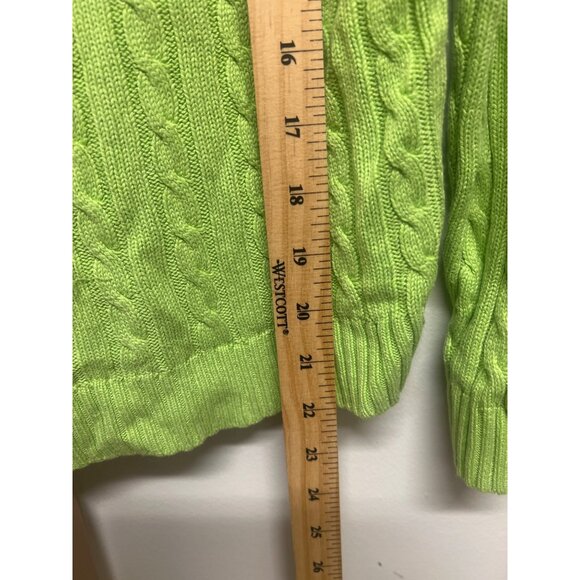 Lauren Ralph Lauren Lime Green Cable Knit Sweater M - Picture 5 of 5